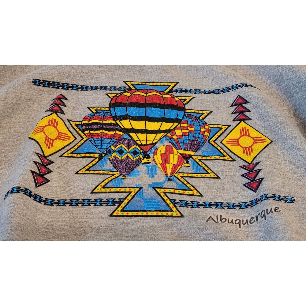 Gildan Albuquerque Hot Air Balloon Sweatshirt Mens M Gray Excellent Pullover